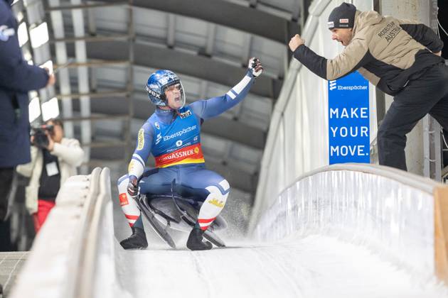 Bilder des Jahres 2025, Sport 02 Februar Sport Themen der Woche KW07 Sport Bilder des Tages photographer: FIL Michael Kristen 15.02.2025 8. FIL Eberspächer Luge World Cup, Olympic Sliding Center PyeongChang (KOR), WC South Korea, Men™s Singles, picture: Wolfgang Kindl (AUT), Christian Eigentler (head coach Austria)