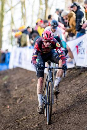 Belgian Michael Vanthourenhout pictured in action during the men elite race of the Brussels Universities cyclocross cycling event, stage 8 8 in the X20 Badkamers Trofee competition, Sunday 16 February 2025 in Brussels, Belgium. JASPERxJACOBS x112600807x