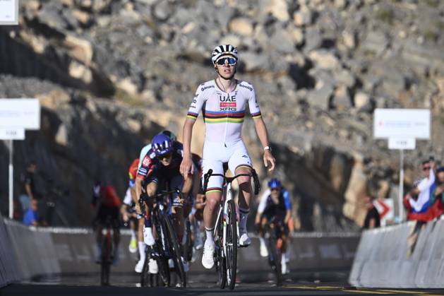 UAE Tour 2025 - Stage 3 JEBEL JAIS, UNITED ARAB EMIRATES - FEBRUARY 19 : Pogacar Tadej (SLO) of UAE Team Emirates during Stage 3 of the UAE Tour 2025 cycling race with start in Ras Al Khaimah and finish in Jebel Jais (181km) on February 19, 2025 in Jebel Jais, United Arab Emirates, 19 02 2025 Jebel Jais United Arab Emirates  Copyright: xPeterxDexVoechtx