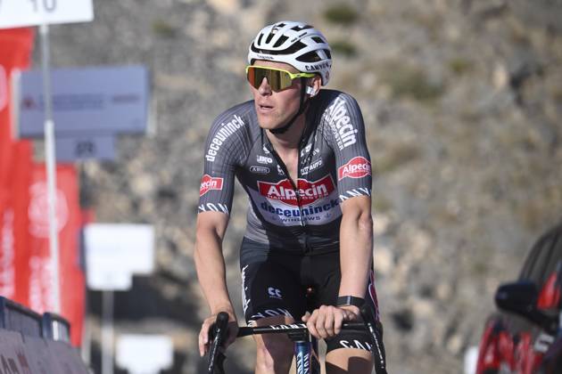 UAE Tour 2025 - Stage 3 JEBEL JAIS, UNITED ARAB EMIRATES - FEBRUARY 19 : Kielich Timo (BEL) of Alpecin-Deceuninck during Stage 3 of the UAE Tour 2025 cycling race with start in Ras Al Khaimah and finish in Jebel Jais (181km) on February 19, 2025 in Jebel Jais, United Arab Emirates, 19 02 2025 Jebel Jais United Arab Emirates Copyright: xPeterxDexVoechtx