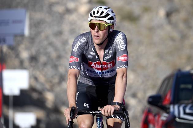 UAE Tour 2025 - Stage 3 JEBEL JAIS, UNITED ARAB EMIRATES - FEBRUARY 19 : Kielich Timo (BEL) of Alpecin-Deceuninck during Stage 3 of the UAE Tour 2025 cycling race with start in Ras Al Khaimah and finish in Jebel Jais (181km) on February 19, 2025 in Jebel Jais, United Arab Emirates, 19 02 2025 Jebel Jais United Arab Emirates Copyright: xPeterxDexVoechtx
