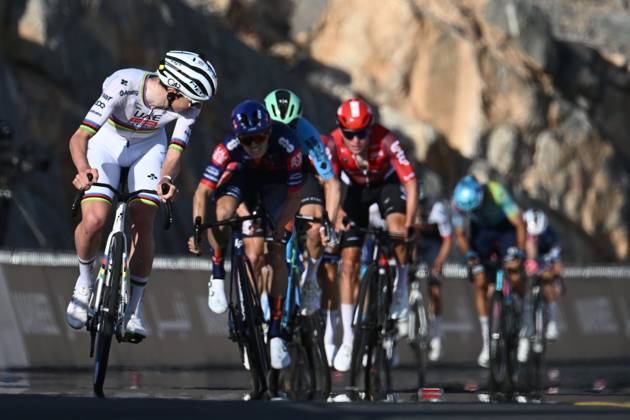 UAE Tour 2025 - Stage 3 JEBEL JAIS, UNITED ARAB EMIRATES - FEBRUARY 19 : Pogacar Tadej (SLO) of UAE Team Emirates in action during Stage 3 of the UAE Tour 2025 cycling race with start in Ras Al Khaimah and finish in Jebel Jais (181km) on February 19, 2025 in Jebel Jais, United Arab Emirates, 19 02 2025 Jebel Jais United Arab Emirates  Copyright: xPeterxDexVoechtx