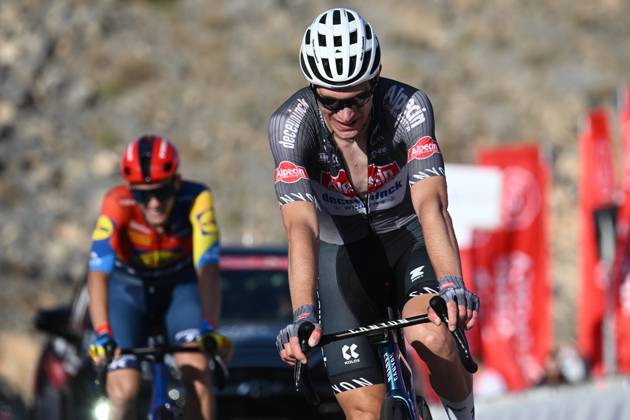 UAE Tour 2025 - Stage 3 JEBEL JAIS, UNITED ARAB EMIRATES - FEBRUARY 19 : Debruyne Ramses (BEL) of Alpecin-Deceuninck in action during Stage 3 of the UAE Tour 2025 cycling race with start in Ras Al Khaimah and finish in Jebel Jais (181km) on February 19, 2025 in Jebel Jais, United Arab Emirates, 19 02 2025 Jebel Jais United Arab Emirates Copyright: xPeterxDexVoechtx