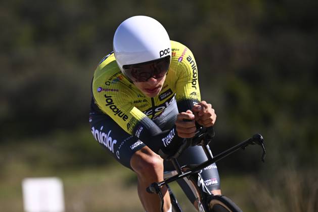 2025 Volta Algarve cycling race - Stage 5 MALHAO, PORTUGAL - FEBRUARY 23 : Oliveira Goncaio (POR) of Anicolor Tien 21 during stage 5, an individual time trial, of the 51th edition of the Volta Algarve cycling race, with start in Salir and finish in Malhao on February 23, 2025 in Malhao, Portugal, 23 02 2025 ( Motordriver Kenny Verfaillie - Malhao Portugal  Copyright: xTomasxSiskx