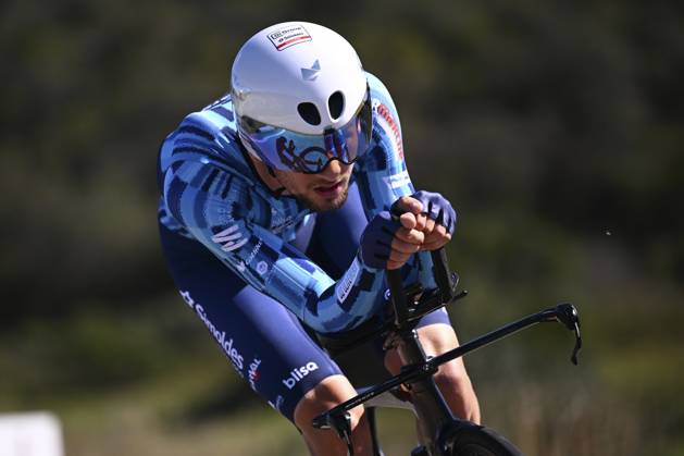 2025 Volta Algarve cycling race - Stage 5 MALHAO, PORTUGAL - FEBRUARY 23 : Campos Noah (POR) of Gi Group Holding - Simoldes - Udo during stage 5, an individual time trial, of the 51th edition of the Volta Algarve cycling race, with start in Salir and finish in Malhao on February 23, 2025 in Malhao, Portugal, 23 02 2025 ( Motordriver Kenny Verfaillie - Malhao Portugal  Copyright: xTomasxSiskx