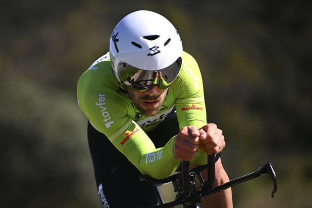 2025 Volta Algarve cycling race - Stage 5 MALHAO, PORTUGAL - FEBRUARY 23 : Martingil Cesar (POR) of Tavfer-Ovos Matinados-Mortagua during stage 5, an individual time trial, of the 51th edition of the Volta Algarve cycling race, with start in Salir and finish in Malhao on February 23, 2025 in Malhao, Portugal, 23 02 2025 ( Motordriver Kenny Verfaillie - Malhao Portugal  Copyright: xTomasxSiskx