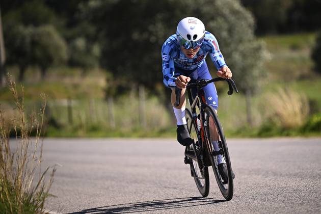 2025 Volta Algarve cycling race - Stage 5 MALHAO, PORTUGAL - FEBRUARY 23 : Ribeiro Andre (POR) of Gi Group Holding - Simoldes - Udo during stage 5, an individual time trial, of the 51th edition of the Volta Algarve cycling race, with start in Salir and finish in Malhao on February 23, 2025 in Malhao, Portugal, 23 02 2025 ( Motordriver Kenny Verfaillie - Malhao Portugal  Copyright: xTomasxSiskx