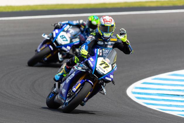 Bilder des Jahres 2025, Sport 02 Februar Sport Themen der Woche KW08 Sport Bilder des Tages PHILLIP ISLAND, AUSTRALIA - FEBRUARY 23: Dominique Aegerter (SUI) riding for GYTR GRT Yamaha WorldSBK Team during the Australian Motul FIM World Superbike Championships at the Phillip Island Grand Prix Circuit on February 23, 2025 in Phillip Island, Australia. (Photo by Dave Hewison Speed Media Icon Sportswire) WorldSBK: FEB 23 Australian Motul FIM World Superbike Championships EDITORIAL USE ONLY Icon2502231826