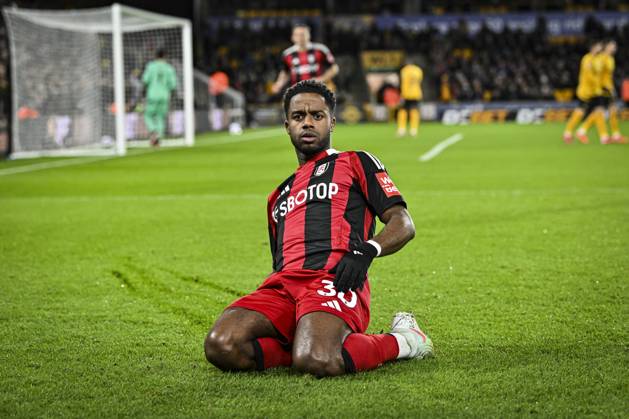 Bilder des Jahres 2025, Sport 02 Februar Sport Bilder des Tages 25th February 2025; Molineux Stadium, Wolverhampton, West Midlands, England; Premier League Football, Wolverhampton Wanderers versus Fulham; Ryan Sessegnon of Fulham celebrates scoring in the 2nd minute for 0-1  ActionPlus12754097 GodfreyxPitt