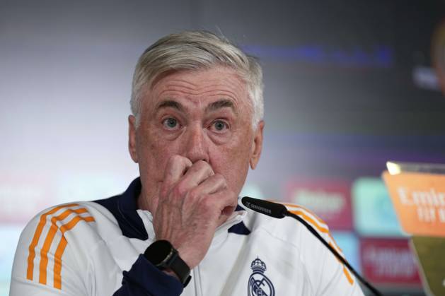 February 25, 2025, Valdebebas, Madrid, SPAIN: Carlo Ancelotti attends his press conference, PK, Pressekonferenz during the training day of Real Madrid ahead the Spanish Cup, Copa del Rey, football match against Real Sociedad at Ciudad Deportiva Real Madrid on February 25, 2024, in Valdebebas, Madrid, Spain. Valdebebas SPAIN - ZUMArain 20250225_zaa_a181_027 Copyright: xOscarxJ.xBarrosox