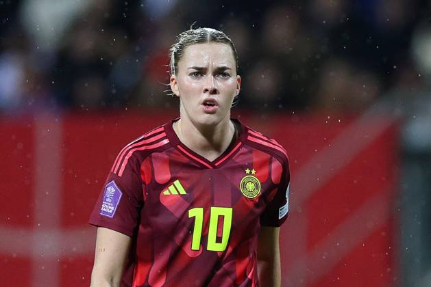 Fußball UEFA Nations League Damen Nationalmannschaft Länderspiel Deutschland - Österreich am 25.02.2025 im Max-Morlock-Stadion in Nürnberg Laura Freigang ( Deutschland ) DFB regulations prohibit any use of photographs as image sequences and or quasi-video.