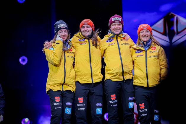 RECORD DATE NOT STATED 2.03.2025 MISTRZOSTWA SWIATA W NARCIARSTWIE KLASYCZNYM TRONDHEIM 2025 SKOKI NARCIARSKIE KOBIET KONKURS DRUZYNOWY MEDALE FIS NORDIC WORLD SKI CHAMPIONSHIPS Ski jumping, Skispringen, Ski, nordisch WOMEN TEAM COMPETITION MEDAL CEREMONY N Z SEYFARTH JULIANE, SCHMID KATHARINA, REISCH AGNES, FREITAG SELINA FOT. JULIA PIATKOWSKA NEWSPIX.PL --- newspix.pl 