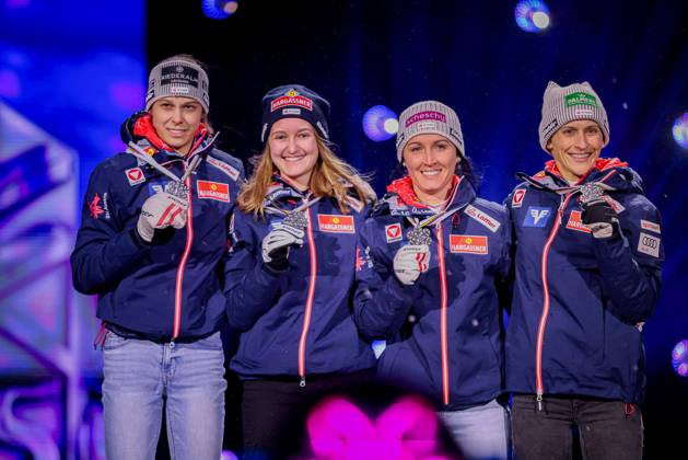 RECORD DATE NOT STATED 2.03.2025 MISTRZOSTWA SWIATA W NARCIARSTWIE KLASYCZNYM TRONDHEIM 2025 SKOKI NARCIARSKIE KOBIET KONKURS DRUZYNOWY MEDALE FIS NORDIC WORLD SKI CHAMPIONSHIPS Ski jumping, Skispringen, Ski, nordisch WOMEN TEAM COMPETITION MEDAL CEREMONY N Z EDER LISA, MUEHLBACHER JULIA, SEIFRIEDSBERGER JACQUELINE, PINKELNIG EVA FOT. JULIA PIATKOWSKA NEWSPIX.PL --- newspix.pl 