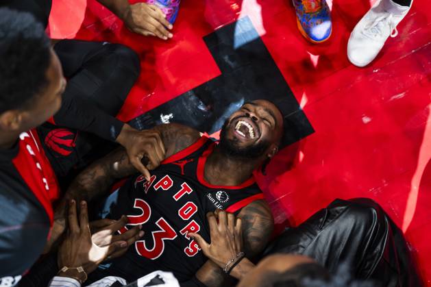 Bilder des Jahres 2025, Sport 03 März Sport Themen der Woche KW10 Sport Bilder des Tages March 8, 2025, Toronto, On, Canada: Toronto Raptors guard Jamal Shead (23) reacts to a potential game-winning point against the Washington Wizards with his teammates before it was ruled, no basket, during the second half of NBA, Basketball Herren, USA action in Toronto on Saturday, March 8, 2025. Jamal Shead - ZUMAc35_ 20250308_zaf_c35_113 Copyright: xThomasxSkrljx