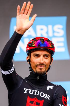 French Julian Alaphilippe of Tudor Pro Cycling Team pictured at the start of the first stage of 83th edition of the Paris-Nice cycling race, from and to Le Perray-en-Yvelines (156,5km), Sunday 09 March 2025. DAVIDxPINTENS x114552456x