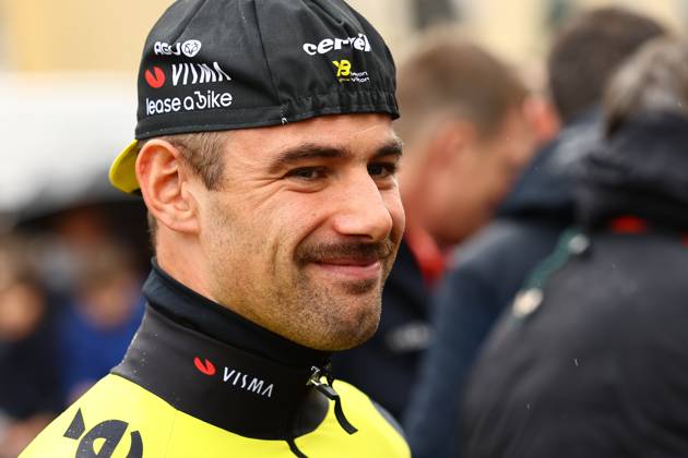 Belgian Victor Campenaerts of Team Visma-Lease a Bike pictured at the start of stage two of the 83th edition of the Paris-Nice cycling race, from Montesson to Bellegarde (183,9 km) in France, Monday 10 March 2025. DAVIDxPINTENS x114603531x