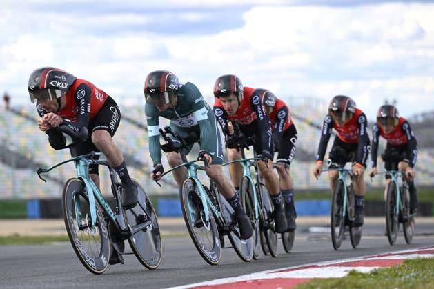 Paris - Nice 2025 - stage 3 NEVERS, FRANCE - MARCH 11 : team Arkea - B&B Hotels during stage 3 of the 83th edition of the Paris - Nice cycling race, a team time-trail stage of 28,4km with start on the Circuit Magny-Cours and finish in Nevers on March 11, 2025 in Nevers, France, 11 03 2025 ( Motordriver Kenny Verfaillie - Nevers France  Copyright: xNicoxVereeckenx