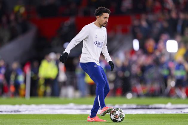 Liverpool FC v Paris Saint-Germain - UEFA Champions League 2024 25 Round of 16 Second Leg LIVERPOOL, ENGLAND - MARCH 11: Marquinhos Correa of Paris Saint Germain warming up prior to the UEFA Champions League 2024 25 Round of 16 Second Leg match between Liverpool FC and Paris Saint-Germain at Anfield on March 11, 2025 in Liverpool, England. LiverpoolUnited Kingdom Copyright: xRichardxCallisx