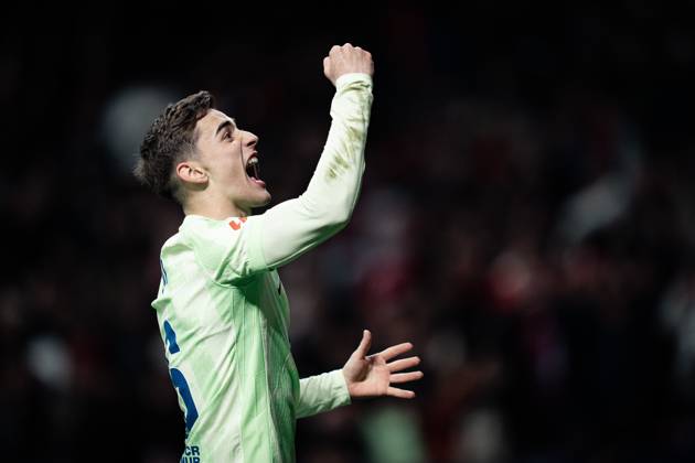 Atletico de Madrid v FC Barcelona, Barca - LaLiga EA Sports MADRID, SPAIN, MARCH 16: Pablo Gavira of FC Barcelona celebrating victory during the LaLiga EA Sports match between Atletico de Madrid and FC Barcelona at Estadio Civitas Metropolitano on March 16, 2025 in Madrid, Spain. Madrid Estadio Civitas Metropolitano Madrid Spain Copyright: xAlexxPerezx AtleticodeMadridFCBarcelona16MARCH303