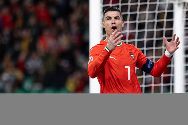 March 23, 2025, Lisbon, Portugal: Cristiano Ronaldo of Portugal reacts during the UEFA Nations League Quarterfinal Leg Two match between Portugal and Denmark at Estadio Jose Alvalade. Lisbon Portugal - ZUMAs197 20250323_aaa_s197_450 Copyright: xDavidxMartinsx