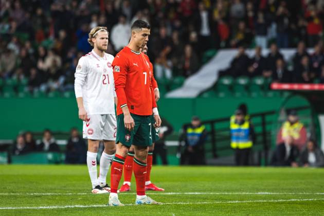 March 23, 2025, Lisbon, Portugal: Cristiano Ronaldo of Portugal in action during the UEFA Nations League Quarterfinal Leg Two match between Portugal and Denmark at Estadio Jose Alvalade. Lisbon Portugal - ZUMAs197 20250323_aaa_s197_496 Copyright: xHenriquexCasinhasx
