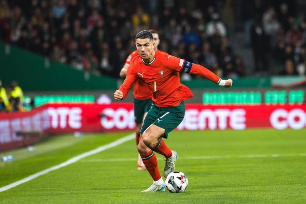 March 23, 2025, Lisbon, Portugal: Cristiano Ronaldo of Portugal in action during the UEFA Nations League Quarterfinal Leg Two match between Portugal and Denmark at Estadio Jose Alvalade. Lisbon Portugal - ZUMAs197 20250323_aaa_s197_505 Copyright: xHenriquexCasinhasx