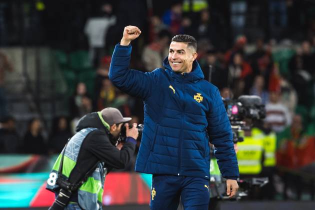 March 23, 2025, Lisbon, Portugal: Cristiano Ronaldo of Portugal gestures at the end of the UEFA Nations League Quarterfinal Leg Two match between Portugal and Denmark at Estadio Jose Alvalade. Lisbon Portugal - ZUMAs197 20250323_aaa_s197_539 Copyright: xHenriquexCasinhasx