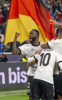 23.03.2025, Fussball UEFA Nations League 2024 25, Viertelfinale, Deutschland - Italien, in Dortmund, Signal-Iduna-Stadion, Torjubel Antonio Rüdiger (Deutschland)