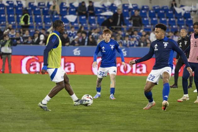 FOOTBALL : Racing Strasbourg vs Olympique de Lyon. - Ligue 1 Stade de la Meinau 28 03 2025 Echauffement des joueurs de Racing de Strasbourg Copyright: xelyxandroxcegarrax