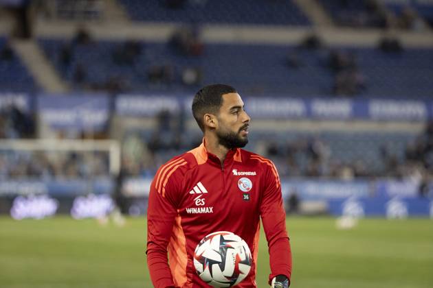 FOOTBALL : Racing Strasbourg vs Olympique de Lyon. - Ligue 1 Stade de la Meinau 28 03 2025 Echauffement des joueurs de Racing de Strasbourg Copyright: xelyxandroxcegarrax