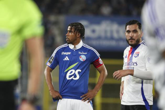 FOOTBALL : Racing Strasbourg vs Olympique de Lyon. - Ligue 1 Stade de la Meinau 28 03 2025 8 Andrey Santos (RCS) Copyright: xElyxandroxCEGARRAx