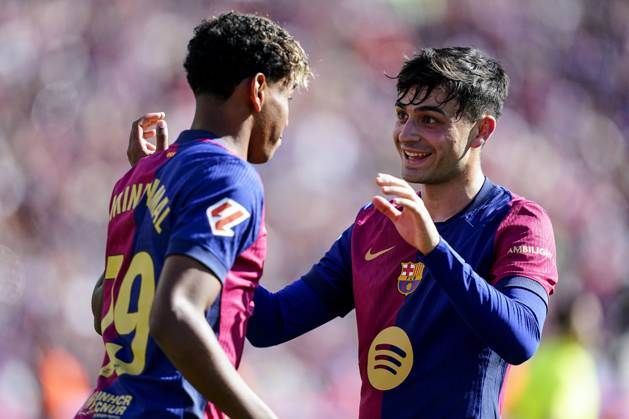 FC Barcelona, Barca Girona FC. La Liga EA Sports match. Date 29 Lamine Yamal of FC Barcelona celebrates the 1-0 during the La Liga EA Sports match between FC Barcelona and Girona FC played at Lluis Companys Stadium on 30 March 2025 in Barcelona, Spain. kpng Copyright: xSergioxRuizx xImagox PS_250330_BAR_GIR_018