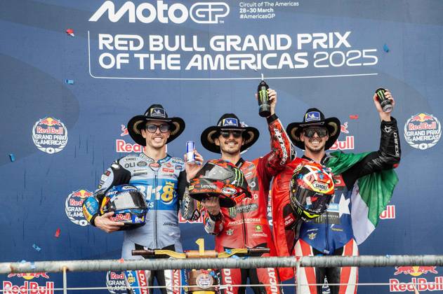 Bilder des Jahres 2025, Sport 03 März Sport Themen der Woche KW13 Sport Bilder des Tages MotoGP 2025: Red Bull Grand Prix Of The Americas MAR 30 March 30, 2025: Alex Marquez (73) 2nd place, Francesco Bagnaia (63) 1st place, and Fabio Di Giannantonio (49) 3rd place celebrate the MotoGP Championship at the Red Bull Grand Prix of the Americas, Circuit of The Americas. Austin, Texas. Mario Cantu CSM(Credit Image: Mario Cantu Cal Media) Austin Texas United States of America EDITORIAL USE ONLY Copyright: xx ZUMA-20250330_faf_c04_041.jpg MarioxCantux csmphotothree371497
