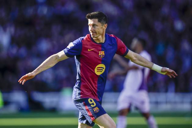 FC Barcelona, Barca Girona FC. La Liga EA Sports match. Date 29 Robert Lewandowski of FC Barcelona celebrates the 3-1 during the La Liga EA Sports match between FC Barcelona and Girona FC played at Lluis Companys Stadium on 30 March 2025 in Barcelona, Spain. kpng Copyright: xSergioxRuizx xImagox PS_250330_BAR_GIR_095