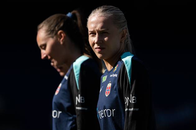 250402 Thea Bjelde of the Norwegian women s national football team during a training session on April 2, 2025 in Oslo. Photo: Vegard Grott BILDBYRAN kod VG VG0738 bbeng fotboll football soccer fotball norge norway women dam nations league träning practice training trening Copyright: VEGARDxGRoTT BB250402VG006