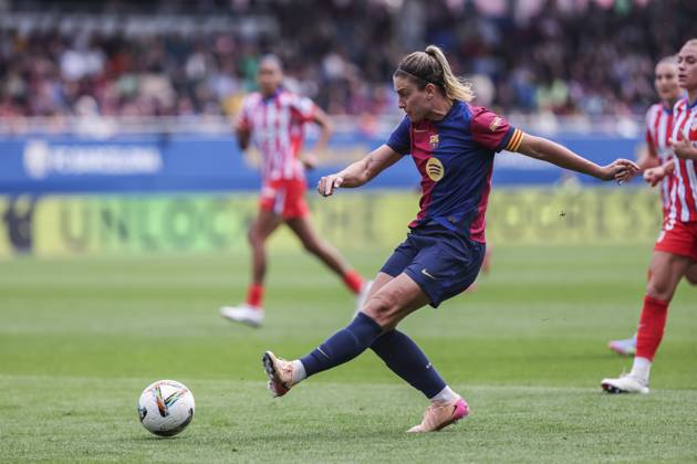 April 13, 2025, Sant Joan Despi, Barcelona, Spain: Alexia Putellas of FC Barcelona, Barca in action during the Spanish Women league, Liga F, football match played between FC Barcelona and Atletico de Madrid at Johan Cruyff Stadium on April 13, 2025 in Sant Joan Despi, Spain. Sant Joan Despi Spain - ZUMAa181 20250413_zaa_a181_080 Copyright: xJavierxBorregox