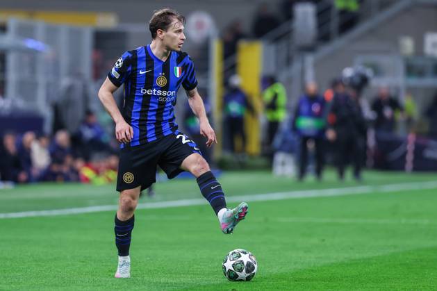 Nicolo Barella of FC Internazionale seen in action during UEFA Champions League 2024 25 Quarter Final - 2nd leg football match between FC Internazionale and FC Bayern Munchen at San Siro Stadium Milan Italy on 16 April 2025. Milan Stadio Giuseppe Meazza Milan Italy Copyright: xEPhotopressx SP24-1176-069