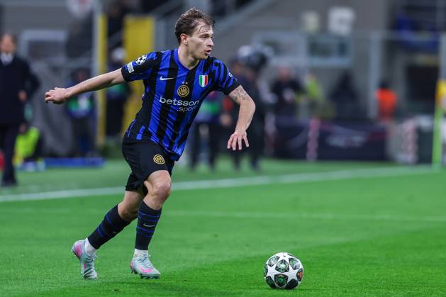 Nicolo Barella of FC Internazionale seen in action during UEFA Champions League 2024 25 Quarter Final - 2nd leg football match between FC Internazionale and FC Bayern Munchen at San Siro Stadium Milan Italy on 16 April 2025. Milan Stadio Giuseppe Meazza Milan Italy Copyright: xEPhotopressx SP24-1176-068