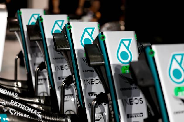 F1 - SAUDI ARABIAN GRAND PRIX 2025 Mercedes AMG F1 Team W16, mechanical detail front wing during the Formula 1 STC Saudi Arabian Grand Prix 2025, 5th round of the 2025 FIA Formula One World Championship, WM, Weltmeisterschaft from April 18 to 20, 2025 on the Jeddah Corniche Circuit, in Jeddah, Saudi Arabia - JeddahSaudi Arabia Copyright: xDPPIx