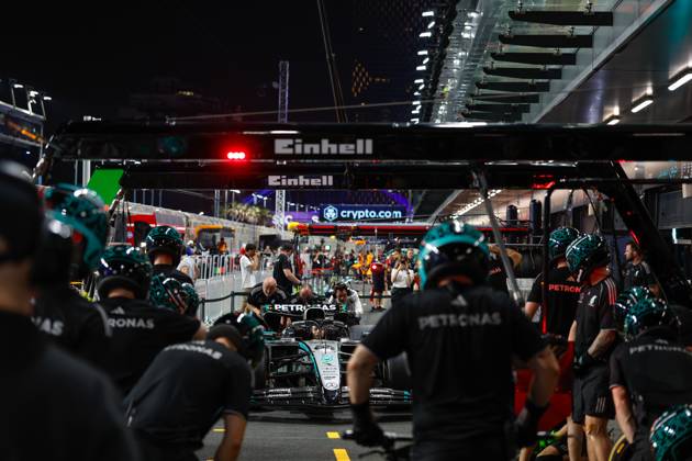 F1 - SAUDI ARABIAN GRAND PRIX 2025 Mercedes AMG F1 Team, pitstop practice during the Formula 1 STC Saudi Arabian Grand Prix 2025, 5th round of the 2025 FIA Formula One World Championship, WM, Weltmeisterschaft from April 18 to 20, 2025 on the Jeddah Corniche Circuit, in Jeddah, Saudi Arabia - JeddahSaudi Arabia Copyright: xDPPIx