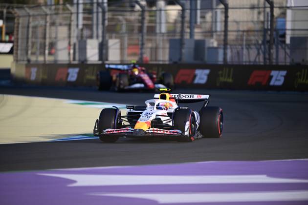 F1 Grand Prix of Saudi Arabia - Practice Liam Lawson of Visa Cash-Up Racing Bulls runs during free practice of the Saudi Arabia GP, the 5th round of the Formula 1 World Championship, WM, Weltmeisterschaft at Jeddah Corniche Circuit in Jeddah, Saudi Arabia, on April 18, 2025. Jeddah Saudia Arabia Copyright: xAndreaxDiodatox originalFilename:diodato-f1saudia250418_npQae