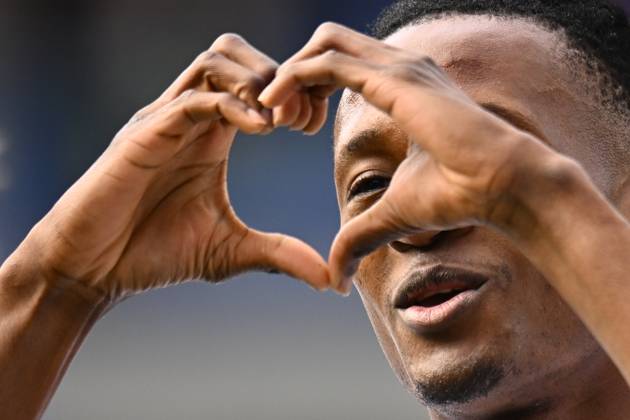 Bilder des Jahres 2025, Sport 04 April Sport Bilder des Tages Utkani 30. kola prvni fotbalove ligy: Slovan Liberec - MFK Karvina, 19. dubna 2025, Liberec. Santiago Eneme z Liberce, autor prvniho golu. (CTKxPhoto RadekxPetrasek) CTKPhotoP2025041903366  CTKPhotoP2025041903366