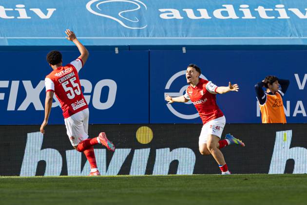 January 30, 2023, Cascais, Portugal: Ismael Gharbi of SC Braga celebrates a goal with his team during the Liga Portugal Betclic match between Estoril Praia SAD and SC Braga at Estadio Antonio Coimbra da Mota. Cascais Portugal - ZUMAs197 20230130_aaa_s197_089 Copyright: xDavidxMartinsx