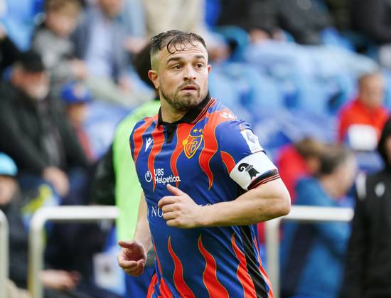 21.04.2025 St.Jakob-Park Basel. Fussball Herren Superleague Saison 2024 2025 FC Basel - Yverdon FC 5:0 . Bild : Xherdan Shaqiri (FC B asel) Aktion Einzelbild