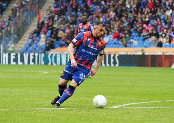 21.04.2025 St.Jakob-Park Basel. Fussball Herren Superleague Saison 2024 2025 FC Basel - Yverdon FC 5:0 . Bild : Xherdan Shaqiri (FC Basel) Aktion Gestik