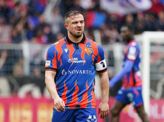 21.04.2025 St.Jakob-Park Basel. Fussball Herren Superleague Saison 2024 2025 FC Basel - Yverdon FC 5:0 . Bild : Xherdan Shaqiri (FC Basel) Aktion Gestik