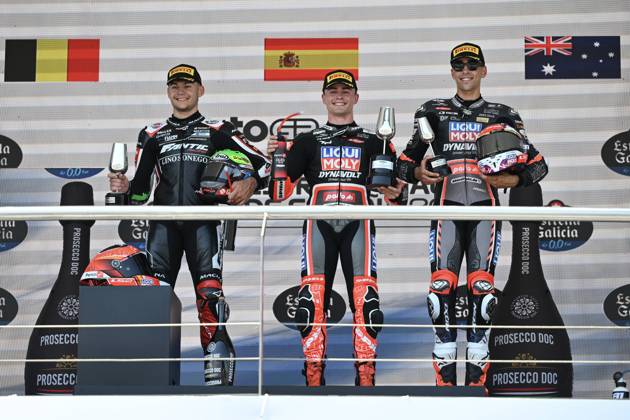 Races of MotoGP Estrella Galicia 0.0 Grand Prix of Spain at Jerez Angel Nieto Circuit, Jerez, Cadiz, 27 April 2025 In picture: Moto2 Manuel Gonzalez , Barry Baltus and Senna Agius Carreras del Gran Premio Estrella Galicia 0.0 de MotoGP de Espana en el Circuito de Jerez Angel Nieto, Jerez, Cadiz, 27 de Abril de 2025 POOL MotoGP.com Cordon Press Images will be for editorial use only. Mandatory credit: MotoGP.com Cordon Press