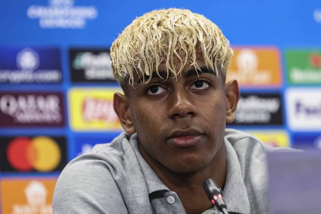 April 29, 2025, Sant Joan Despi, Barcelona, SPAIN: Lamine Yamal of FC Barcelona, Barca attends his press conference, PK, Pressekonferenz during the training day of FC Barcelona ahead the UEFA Champions League, football match against FC Internazionale Milano at Ciudad Esportiva Joan Gamper on April 29, 2025 in Sant Joan Despi, Barcelona, Spain. Sant Joan Despi SPAIN - ZUMAa181 20250429_zaa_a181_067 Copyright: xJavierxBorregox