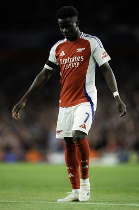 Arsenal FC v Paris Saint-Germain - UEFA Champions League Semi-final First Leg Bukayo Saka during the UEFA Champions League semi-final first leg match between Arsenal and Paris Saint-Germain at Emirates Stadium in London, England, on April 29, 2025. Copyright: xTaiseixIwamotox