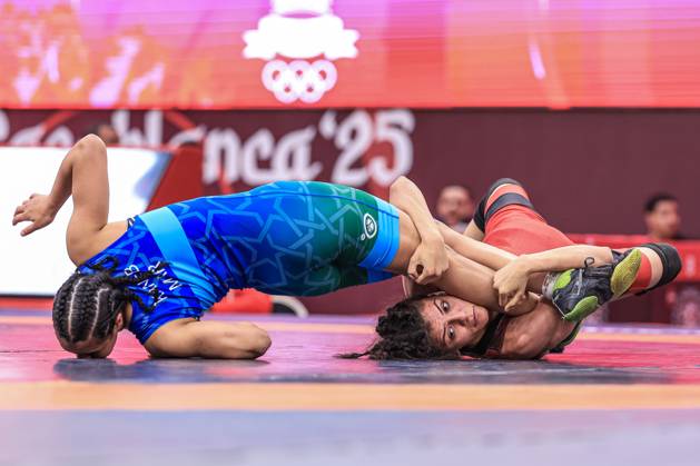 Bilder des Jahres 2025, Sport 05 Mai Sport Themen der Woche KW18 Sport Bilder des Tages Wrestling U20 African Championships 50kg WW - Malak Ahmed Mohamed Hassan Mohamed Ahmed (EGY) df. Hajar Kaneb (MAR)